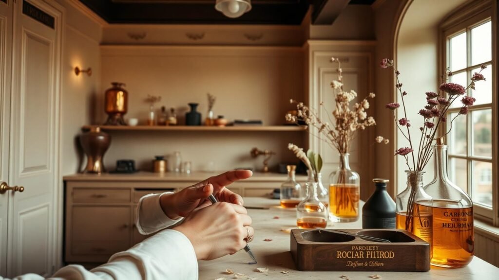Perfume atelier with warm light